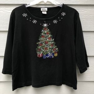 Isaac's Designs Black Cotton Christmas Tee